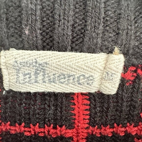 Another Influence Men’s Red Plaid Crew Neck Knit Sweater Size Medium Casual - Picture 4 of 6